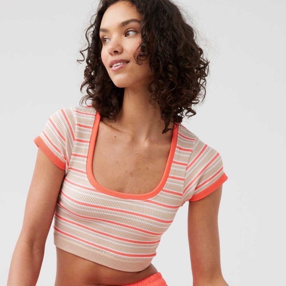Aerie Seamless Ribbed Striped Crop Top